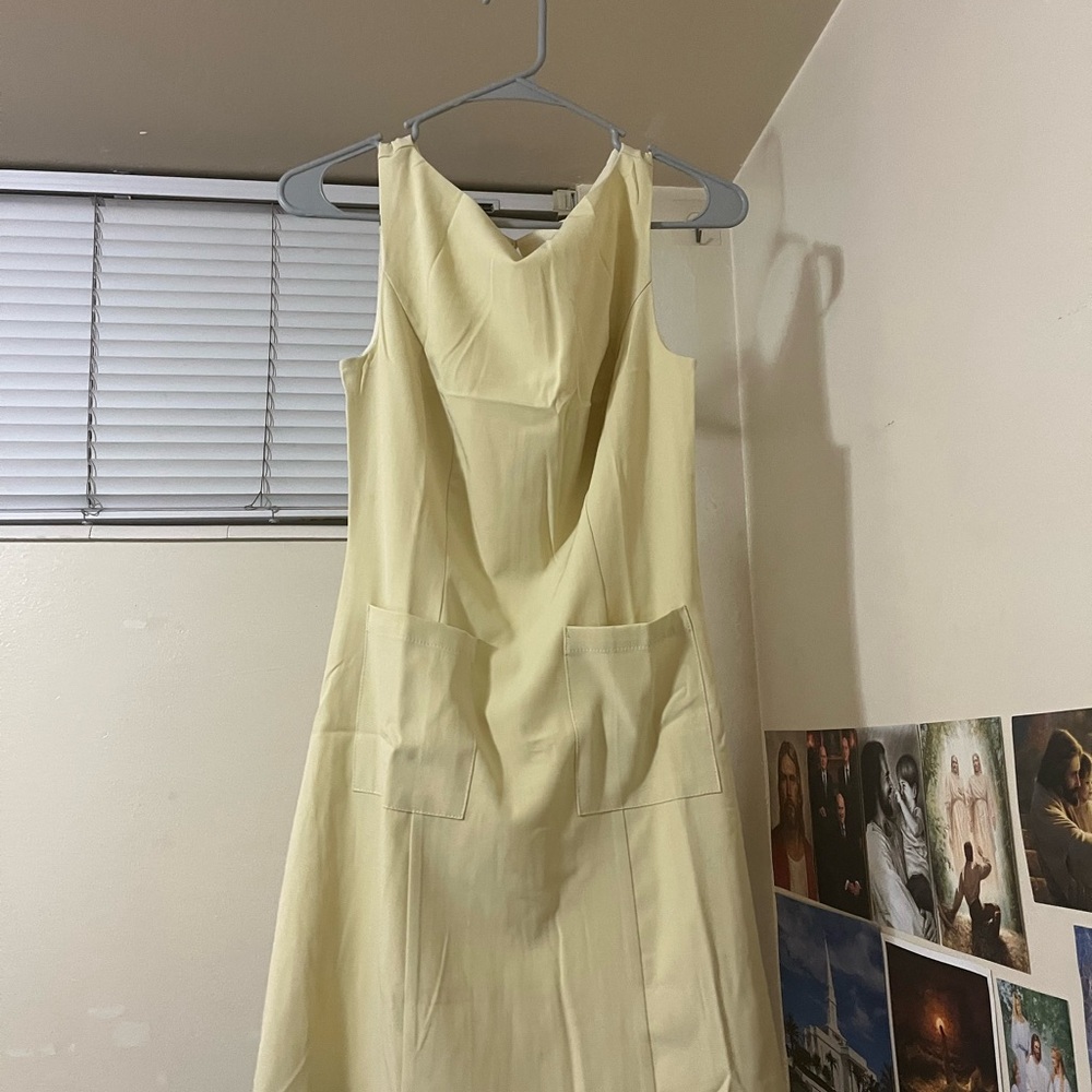 Butter Yellow Boatneck Mini Dress w/pockets